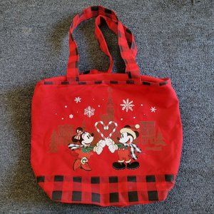 Disneyland 2019 Christmas Holiday Red Mickey & Minnie Tote Bag Disney Parks